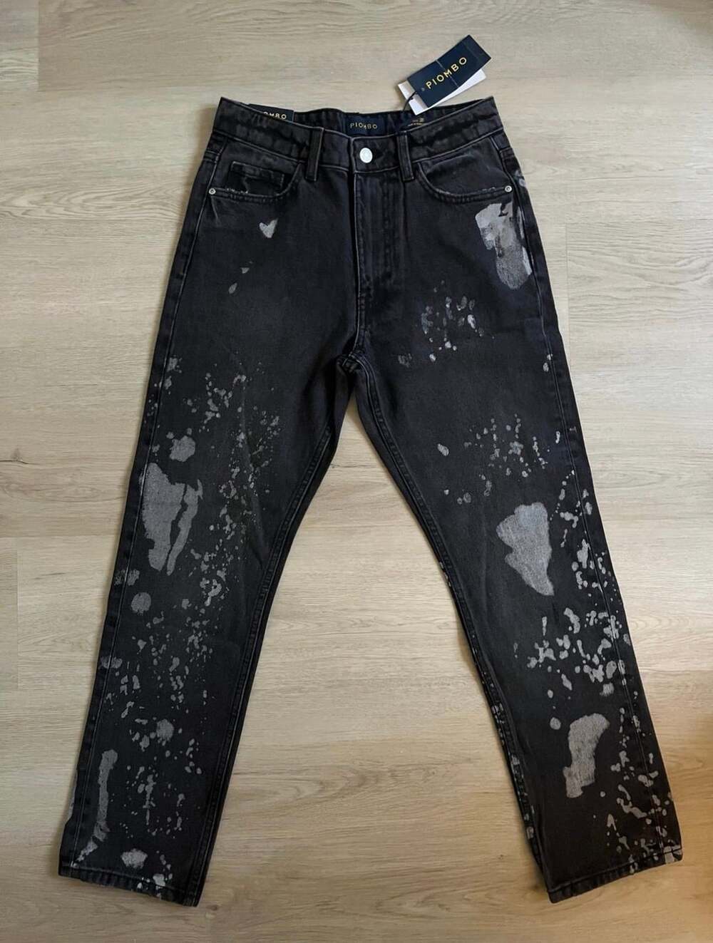 Massimo Piombo Paint Splatter Jeans Size 2 Black Cotton